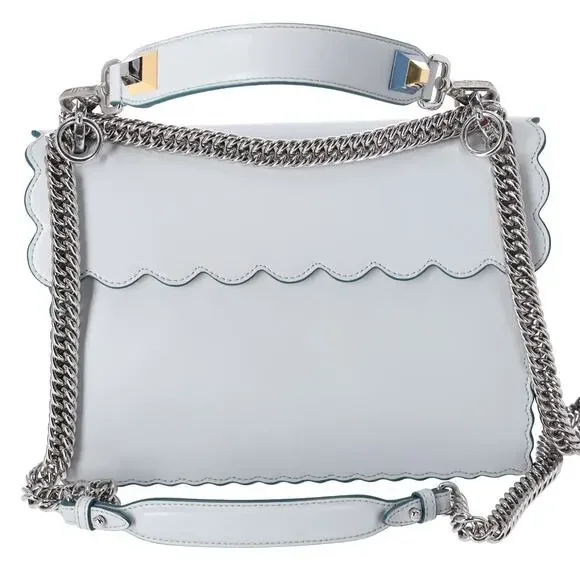 FENDI KAN I Shoulder Bag 8BT283 Light Gray Leather - Picture 3 of 8